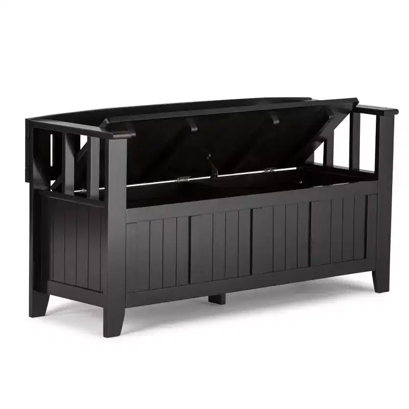 Solid Wood Entryway Storage Bench, Lift-Top, 48W x 25H, Seats 2, Rustic Style