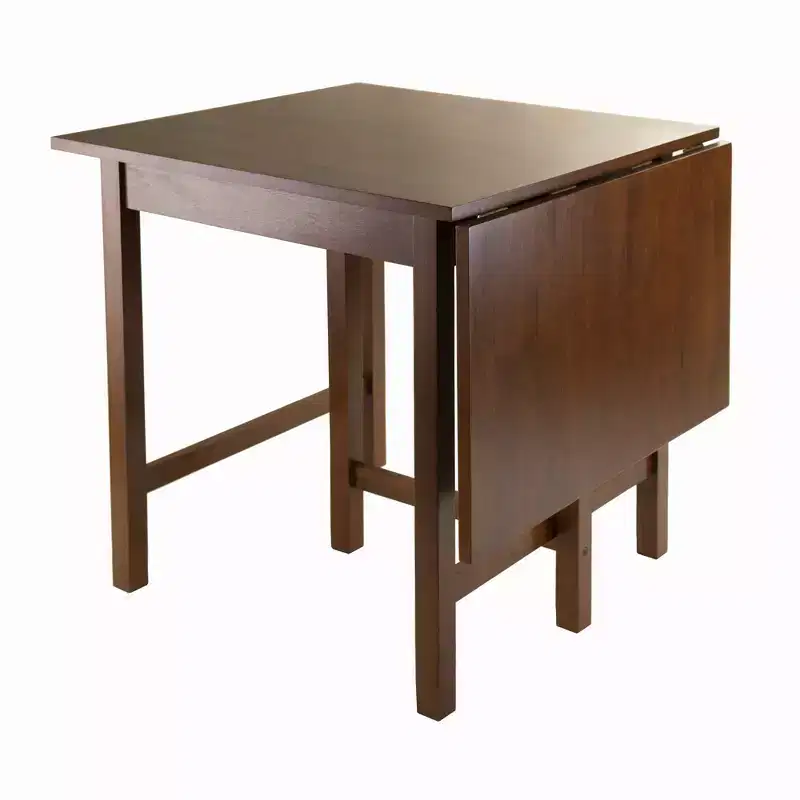 5pc Drop Leaf Dining Table Set Wood/Antique Walnut - Winsome: Ladder Back Chairs, Space-Saving Design