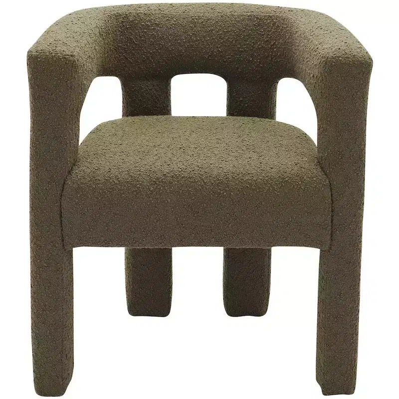 Meridian Furniture Athena Olive Green Boucle Fabric Chair