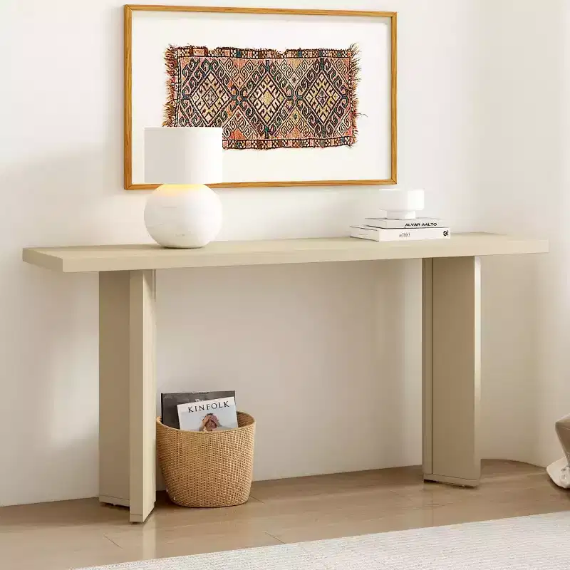 Modern Entryway Console Table with Pine Veneer and Geometric Legs, Slim Hallway or Sofa Table for Entryway, Living Room - Panipeachy