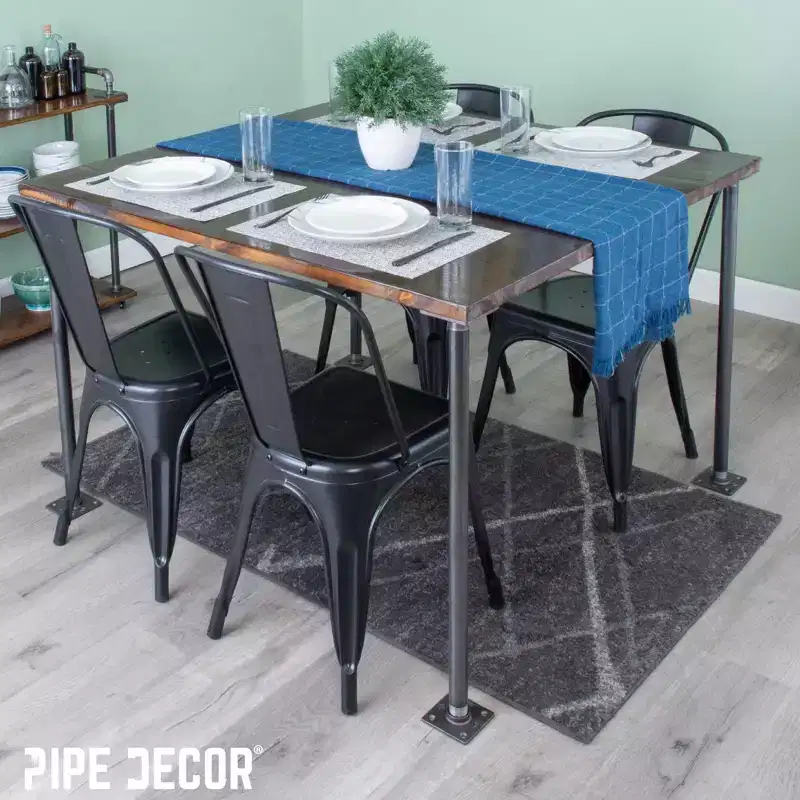 Pipe Decor 1 in. x 30 in. Square Flange Pipe Table Legs - 4 Pack