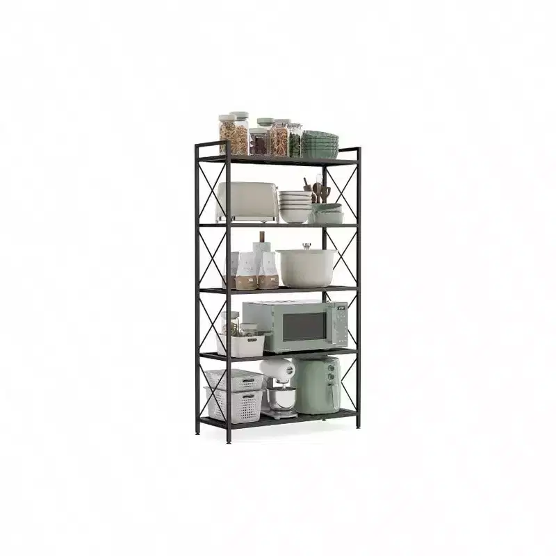 5 - Tier Metal Storage Rack, X Side Frames, Dense Mesh, 12.6x 31.5x 57.3 Inches, Entryway Kitchen Living Room Bathroom
