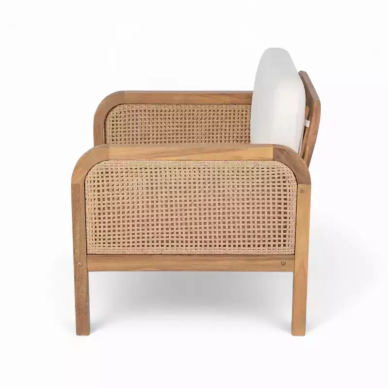 Christopher Knight Home Ximena Patio 4 Piece Farmhouse Acacia Wood Wicker Seating Set with Slatted Coffee Table