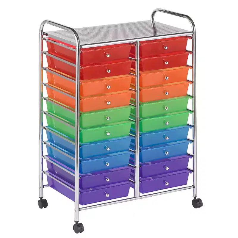 ECR4Kids 20-Drawer Everyday Mobile Storage Utility Cart, Craft Organizer