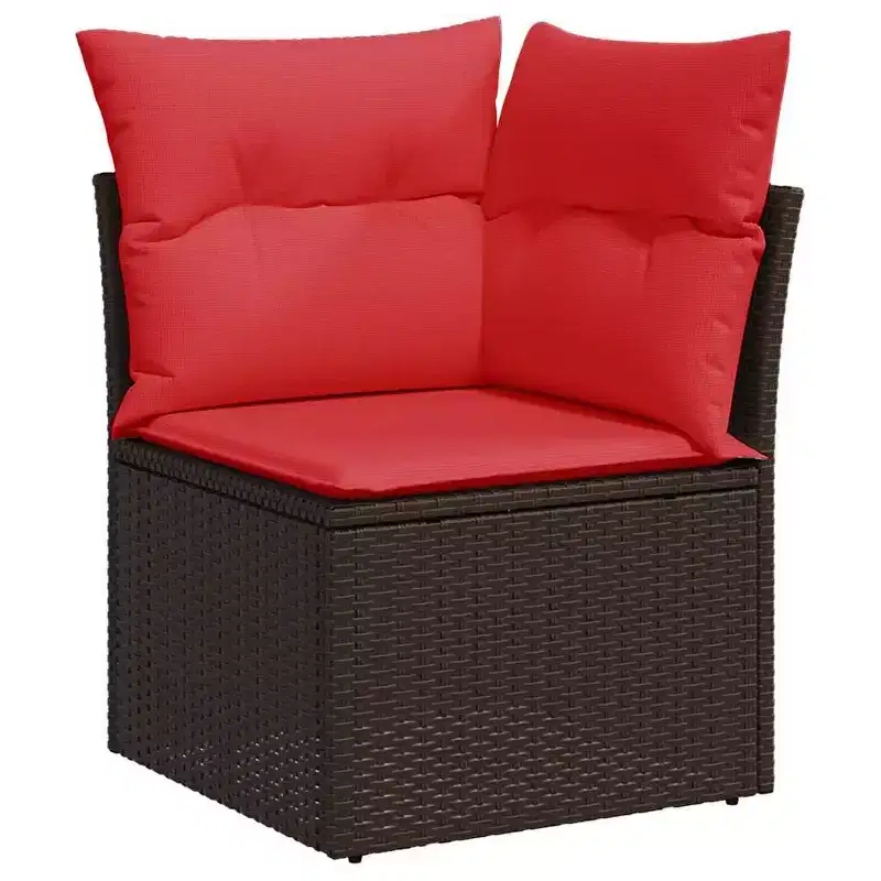 vidaXL Garden Sofa Set 9 pcs Brown Poly rattan - Brown Without Table