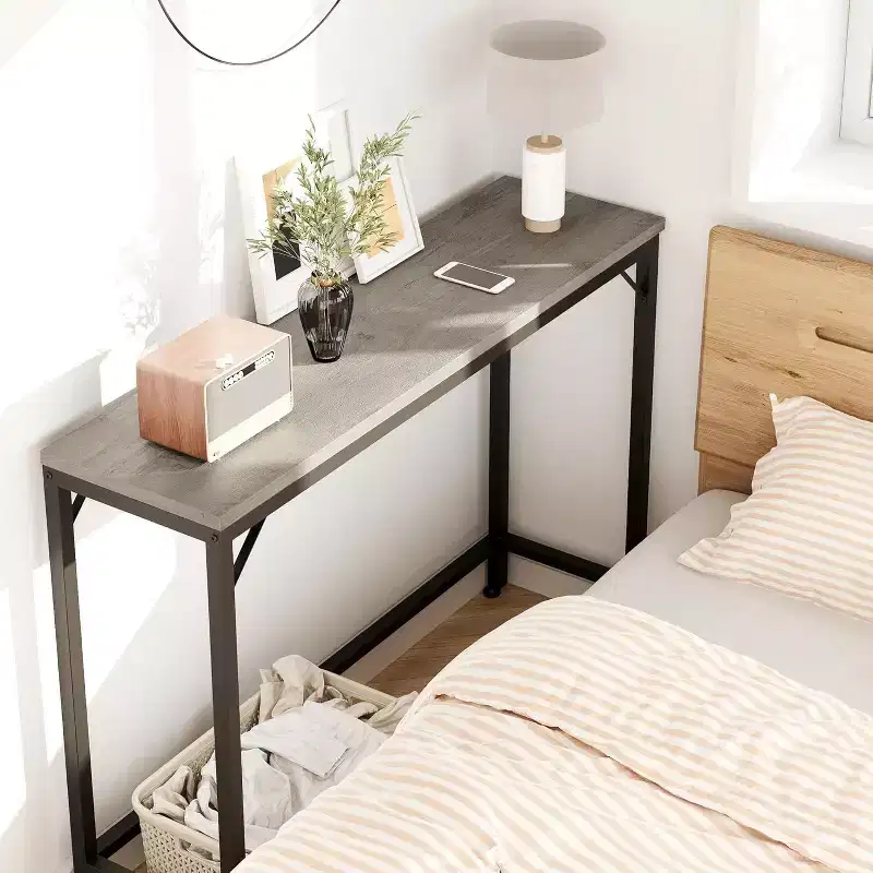 Modern Sofa Table, 39.4 in Industrial Style Console Table for Behind Couch, Entryway or Hallway, Sturdy Metal Frame with Wooden Top