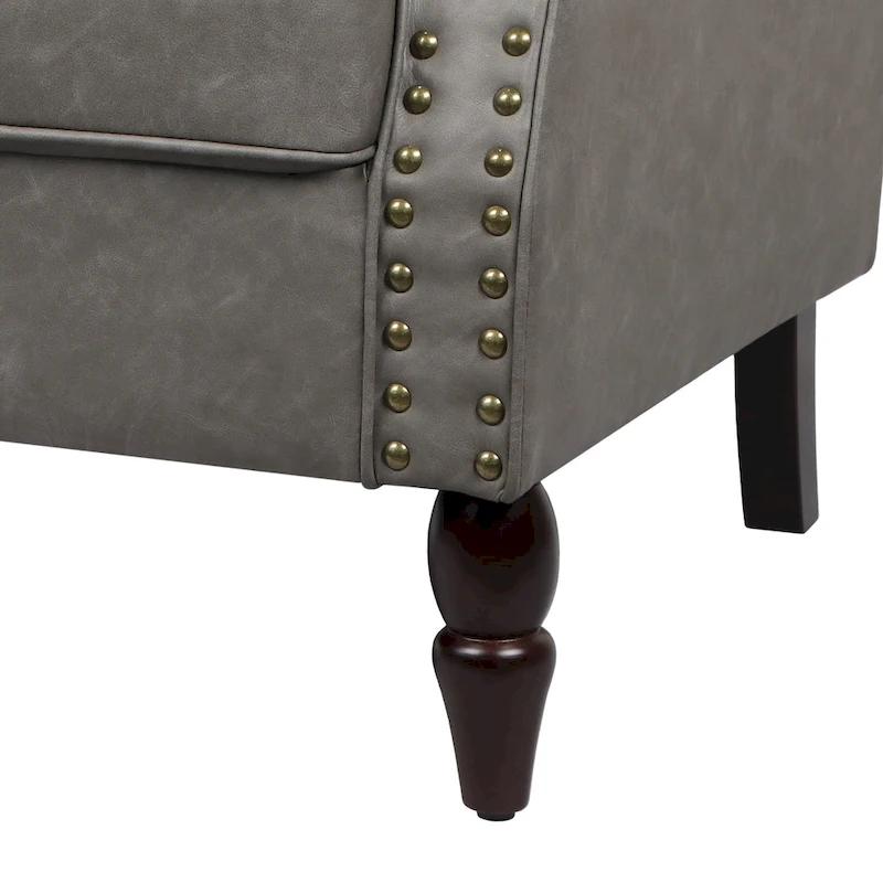 Nailheads Accent Chair Faux Leather Armchair