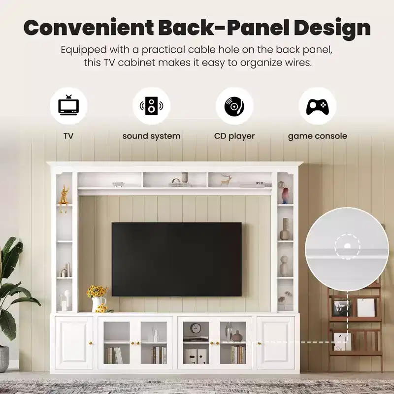 GDFStudio Esther Modern Entertainment Center Wall Unit with Bookshelves and Adjustable Shelves