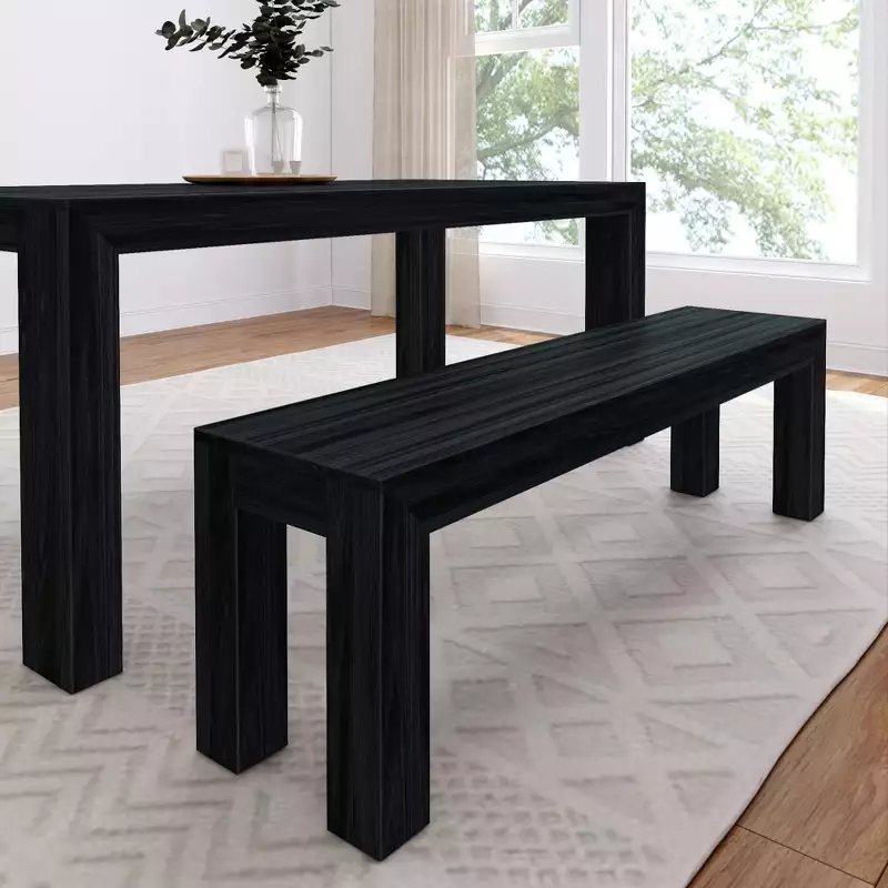 Modern Dining Bench, Solid Wood Bench for Dining Table, 60, Pecan Wirebrush
