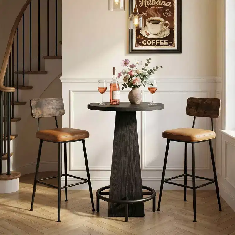 MAYEERTY 23.7 Round Cocktail Pub Table, Space-Saving Modern Rustic Table for Home Bar & Office Lounge, Anti-Wobble Stable Design