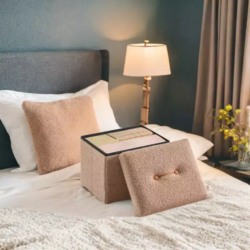 Small Folding Storage Ottoman with Hidden Storage
