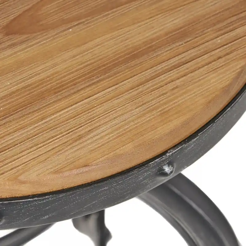 Barstool With Adjustable Height, Fir Wood Seat, Metal Frame