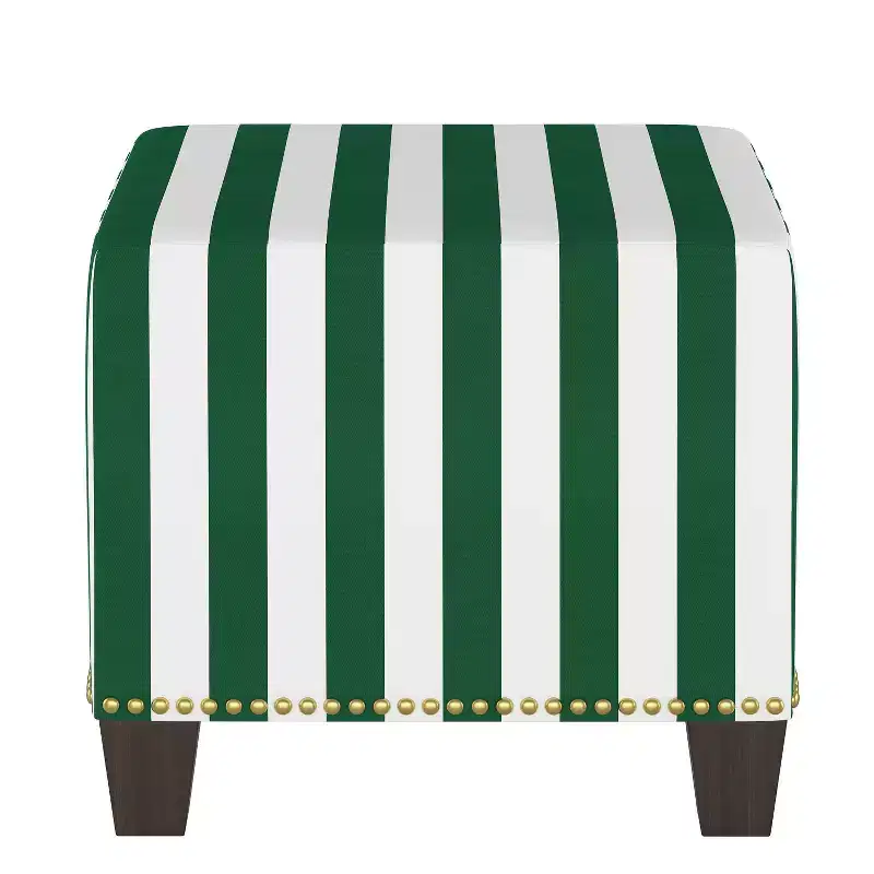 Nail Button Square Ottoman in Patterns