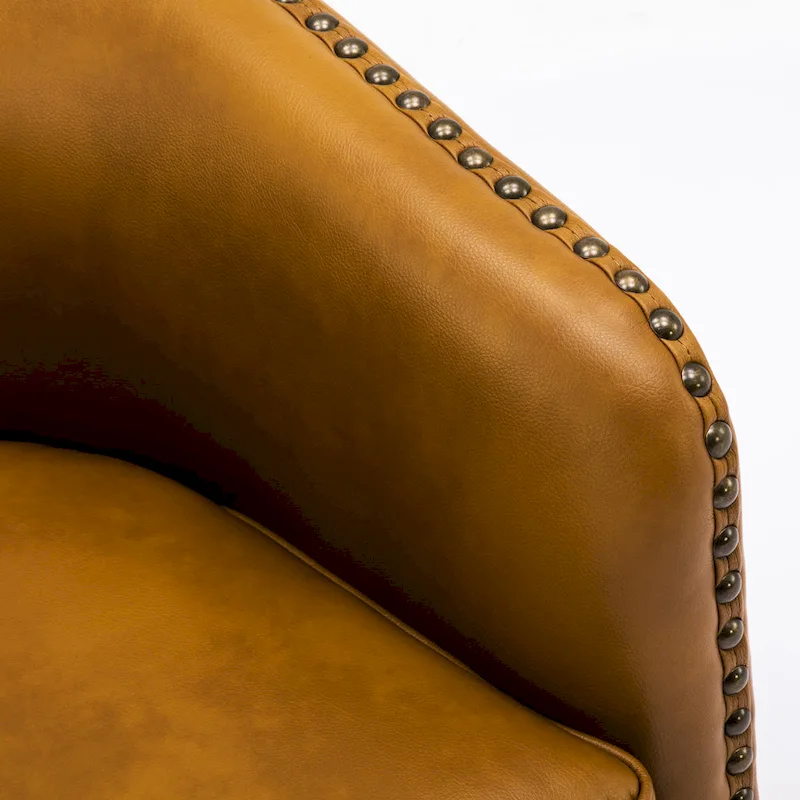 Truman Faux Leather Swivel Arm Chair with Nailhead Trim by Greyson Living