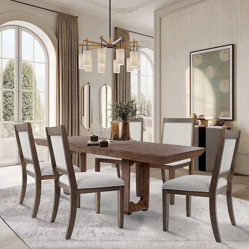 Open Back Upholstered Wood Frame Dining Chair (2-Pack)