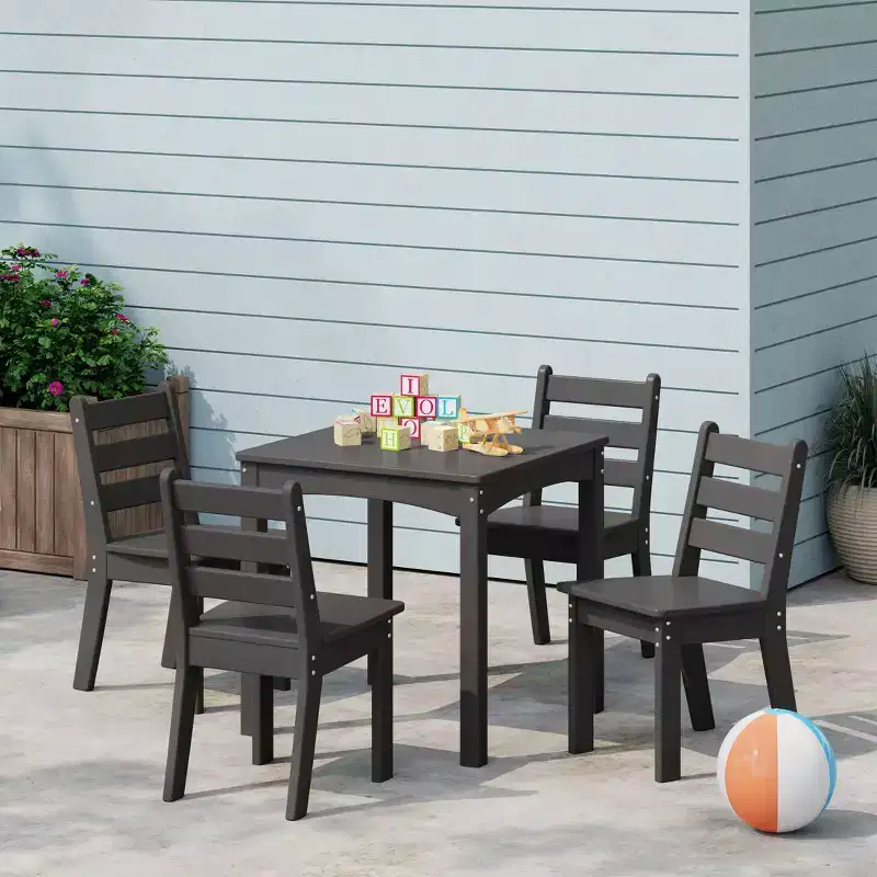 WestinTrends Treehouse Kids 5-Piece HDPE Dining Table and Chairs Set