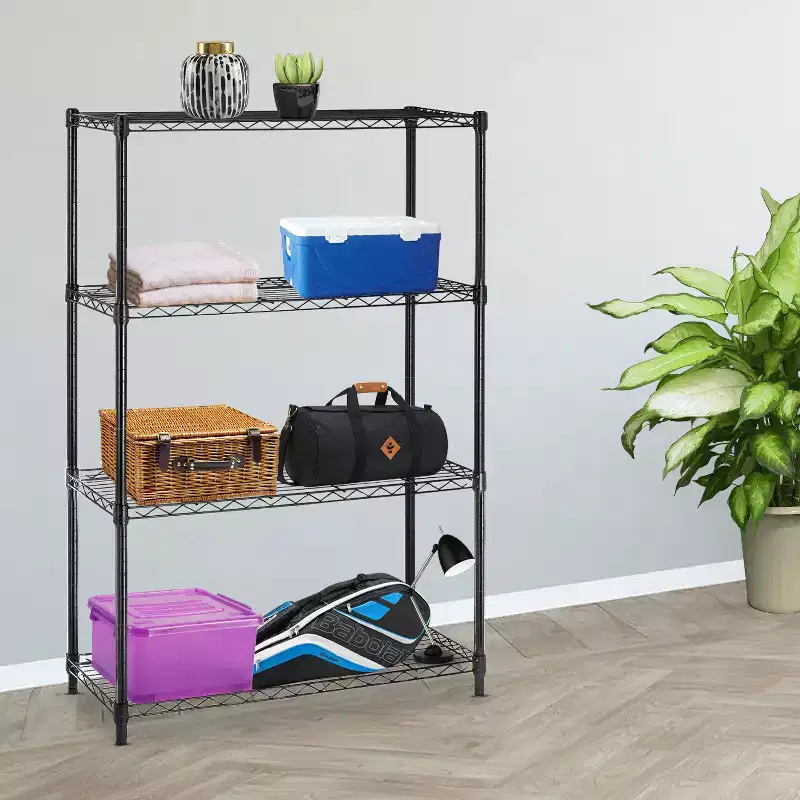 4-Tier Steel Wire Shelving Unit with Adjustable Shelves - Home, Office or Commercial Storage