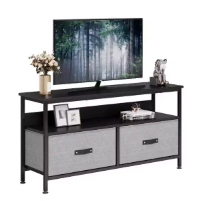 2-Drawer Fabric TV Stand (MDF + Iron)