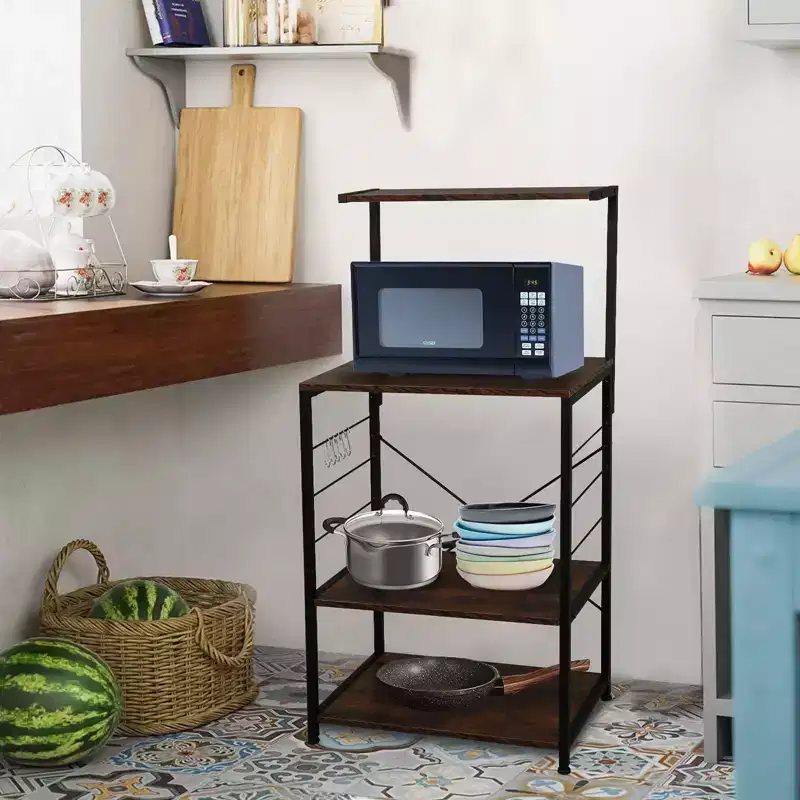Karl Home 4 Tier Wooden Kitchen Shelf Baker's Rack