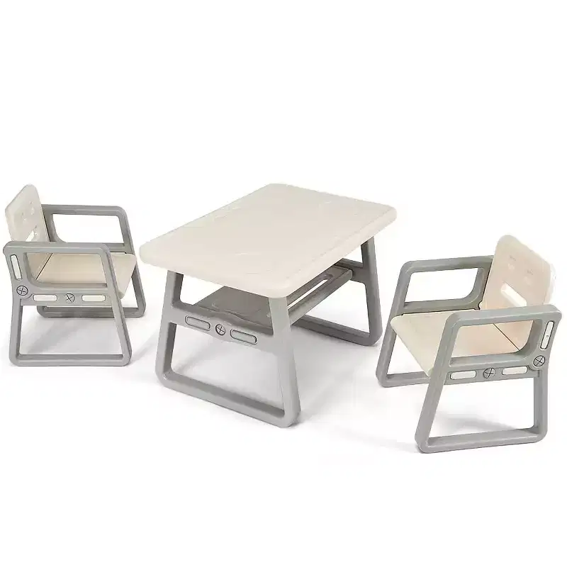 Costway Kids 2-in-1 Table and 2 Chairs Set Activity Table With Storage Shelf Baby