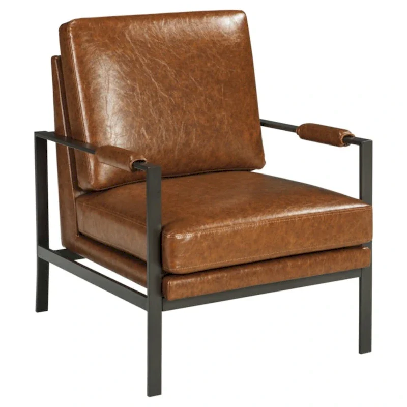 Contemporary Brown Faux Leather Accent Chair