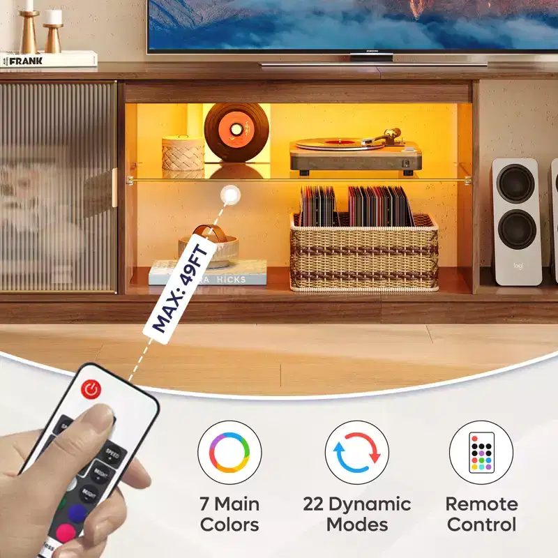Bestier LED TV Stand for TVs up to 75, Entertainment Center with Drawer & Storage Shelves