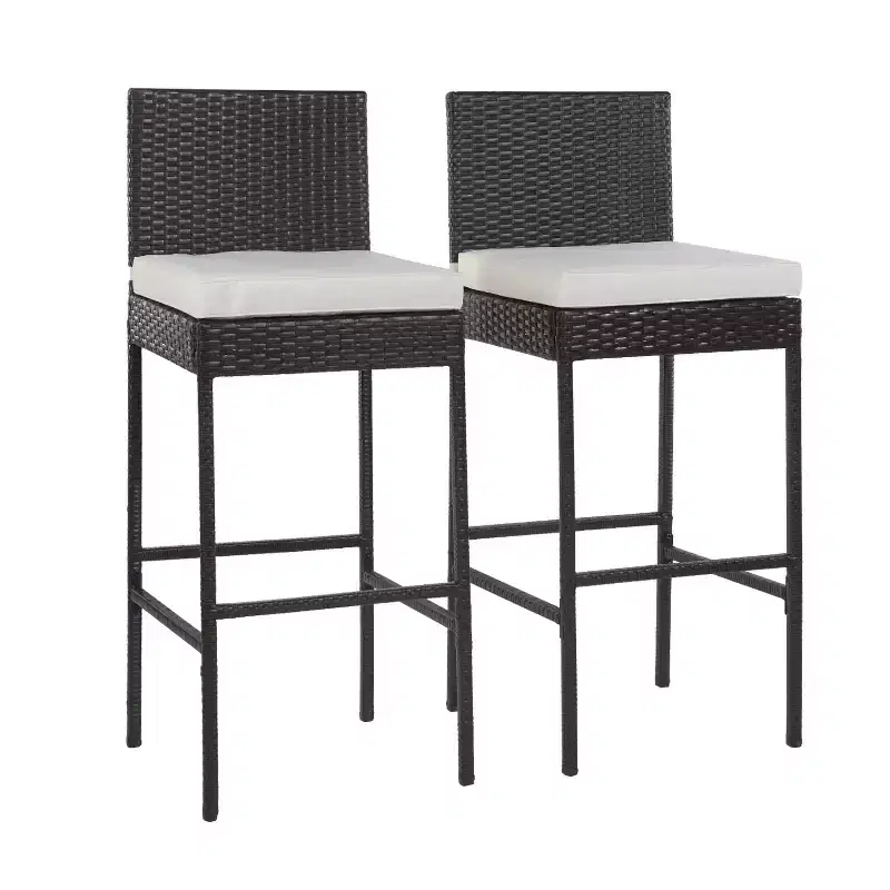 BestMassage Modern Bar Stools Set of 2 Wicker Patio Bar Chairs, Brown
