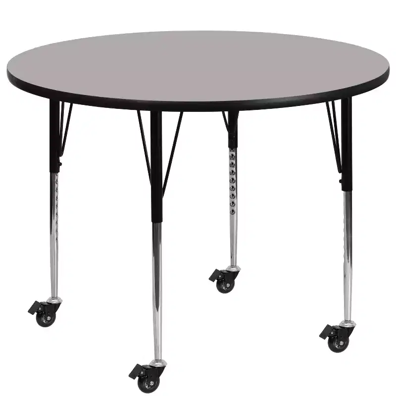 Flash Furniture Mobile 42'' Round HP Laminate Activity Table - Standard Height Adjustable Legs