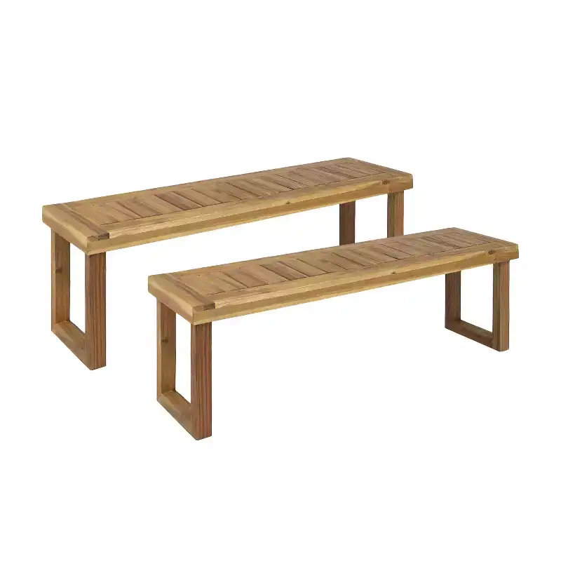 GDFStudio Josette Outdoor 60 Acacia Wood Dining Bench (Set of 2)
