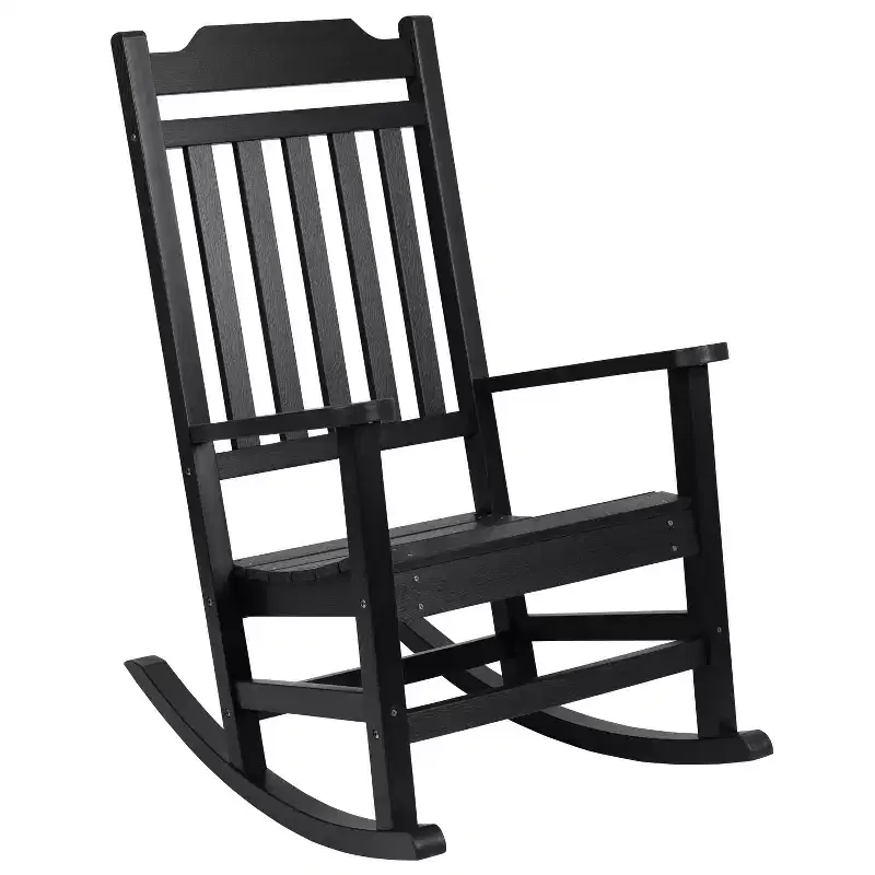 Emma and Oliver All-Weather Rocking Chair in Faux Wood - Patio and Backyard Furniture