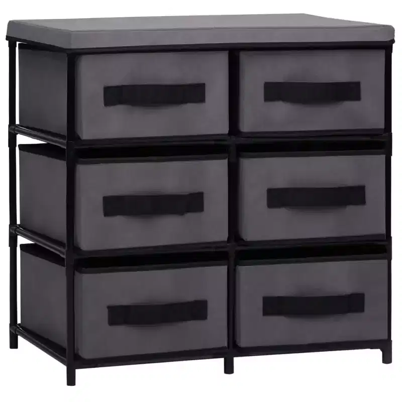 Cabinet Shelf Grey Steel and Fabric Medium Cabinet Shelf