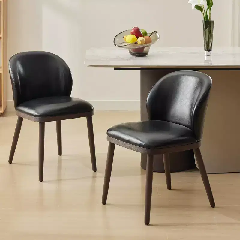 Modern Dining Chairs Set of 2, Upholstered Chairs with Wood Legs, Ergonomic Back Support, 265Lbs Capacity for Kitchen Dining Room Restaurant