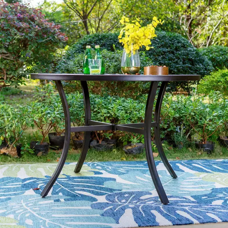 5pc Outdoor Dining Set: Swivel Chairs, Round Table, Umbrella Hole - Captiva Designs