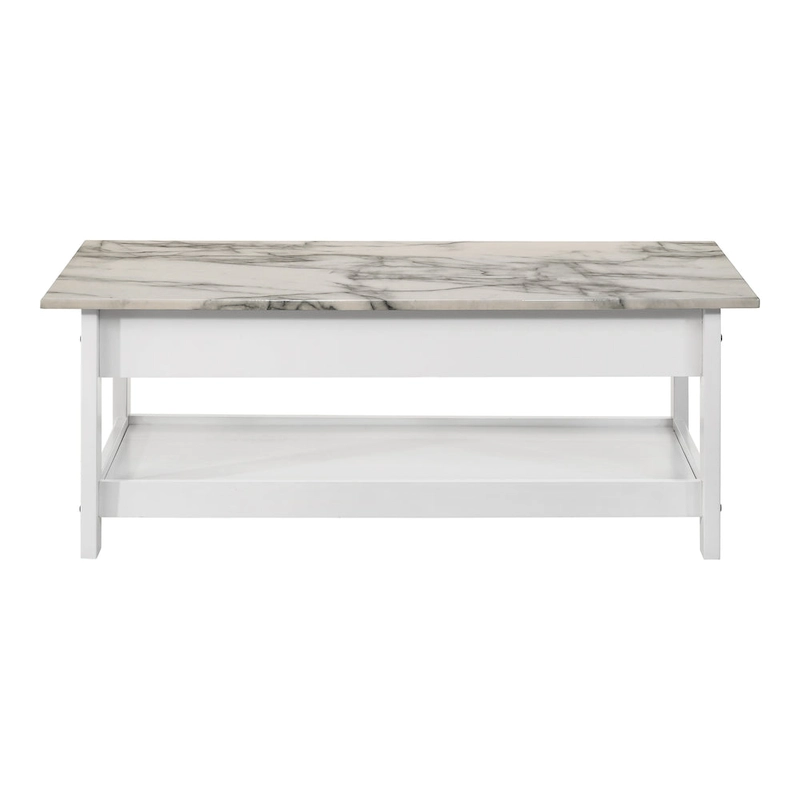 DH BASIC Transitional Rubberwood 3-Piece Open-Shelf Coffee Table and End Table Set with Drawer by Denhour