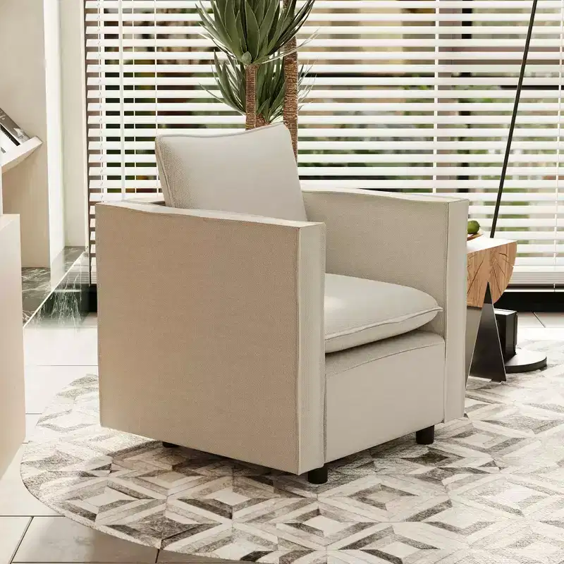 MAYEERTY Beige Single Sofa Chair, Decorative Chairs with Soft Seat Cushion Armchairs for Reading Room Living Room