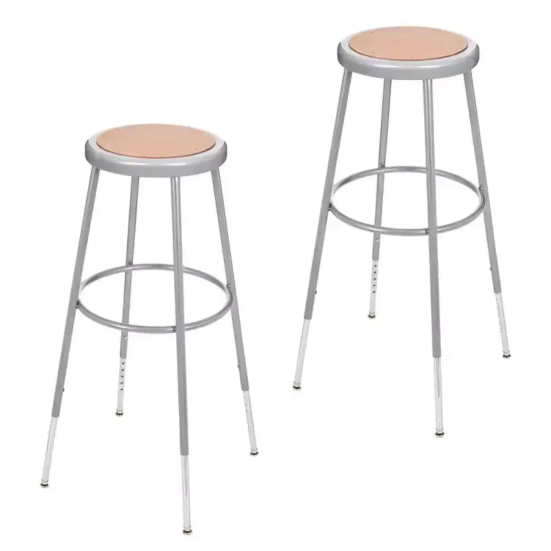 2pk 32"-39" Adjustable Heavy Duty Steel Stool Gray - Hampden Furnishings
