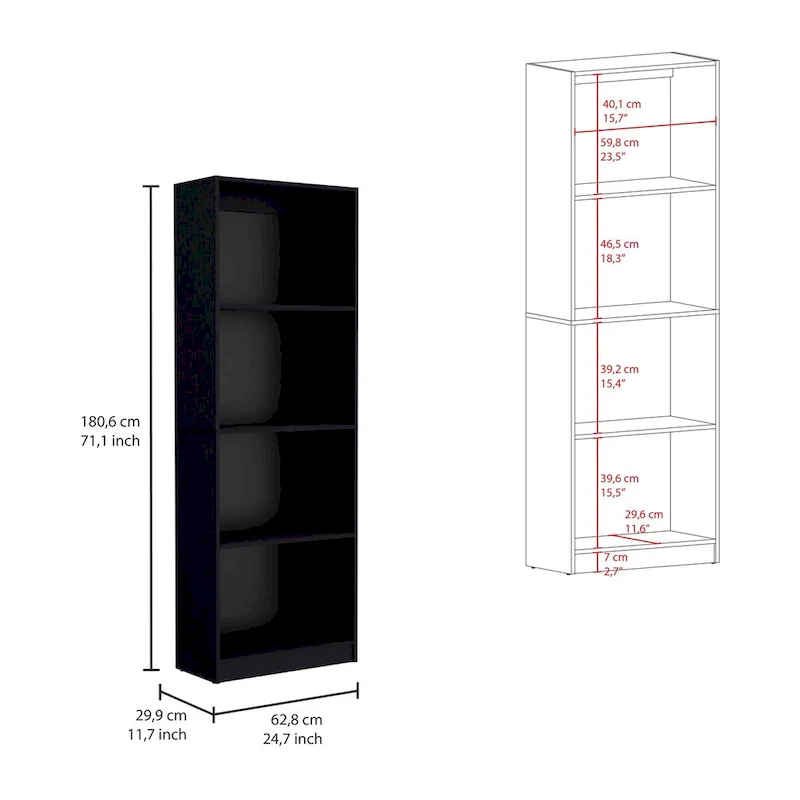 74 Wide 5-Shelf and Cabinet Bookcase