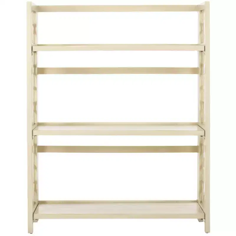 Small Open Bookcase 3-Shelf Black Lacquered