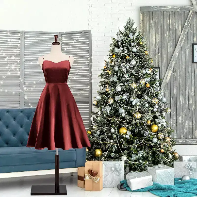 Female Dress Form, Mannequin Torso Body with Adjustable Wood Stand for Dress Display Clothes Design, Pinnable Manikin