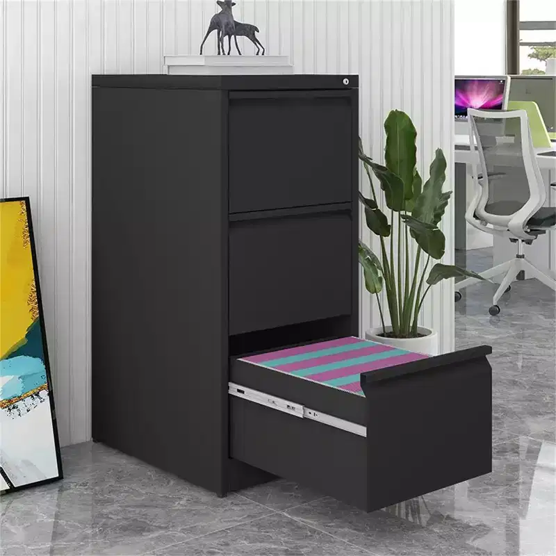 3 Drawer File Cabinet with Lock, Metal Vertical Filing Cabinet, Under Desk Filing Cabinet for Home Office