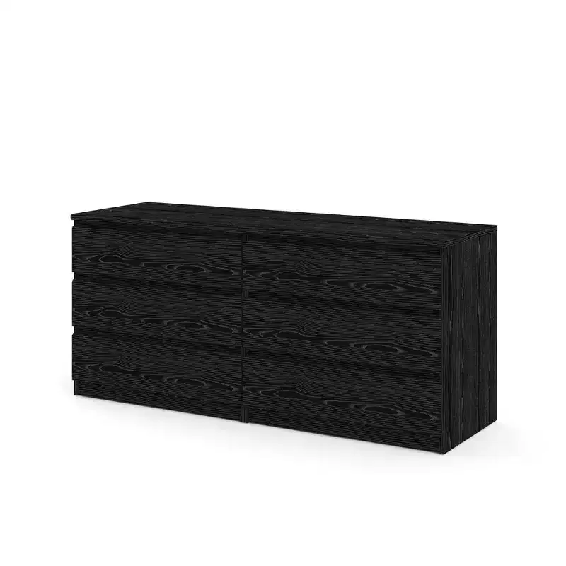 6 Drawer Double Dresser, Black Wood Grain