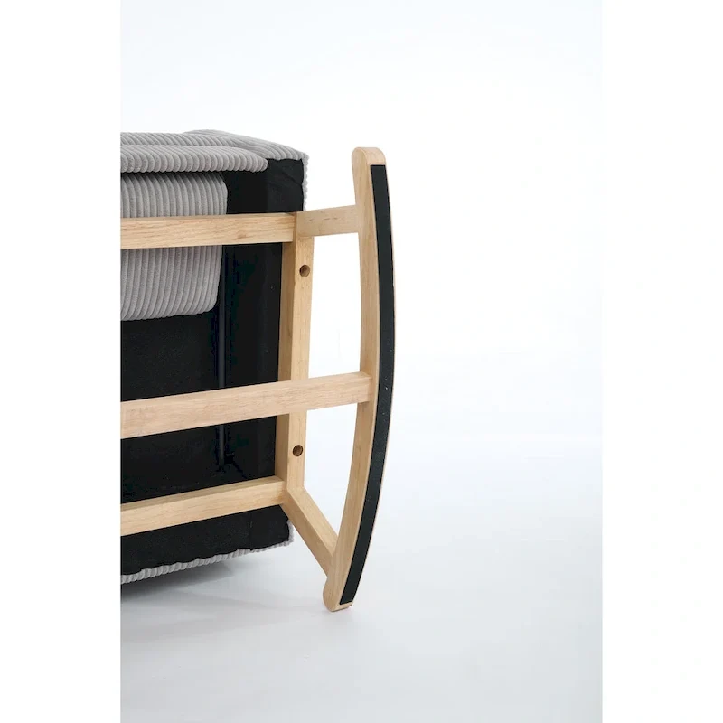 Upholstered Nursery Glider Rocker with Solid Wood Base