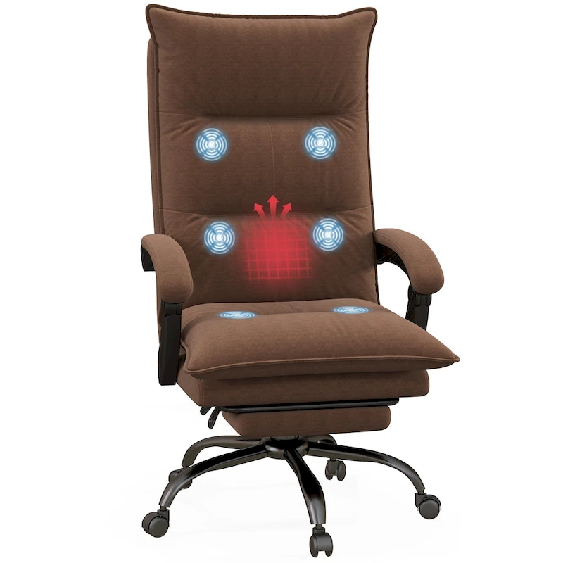Vinsetto High Back Massage Office Chair with 6 Vibration Points, Heated Reclining Microfiber Computer Chair with Footrest