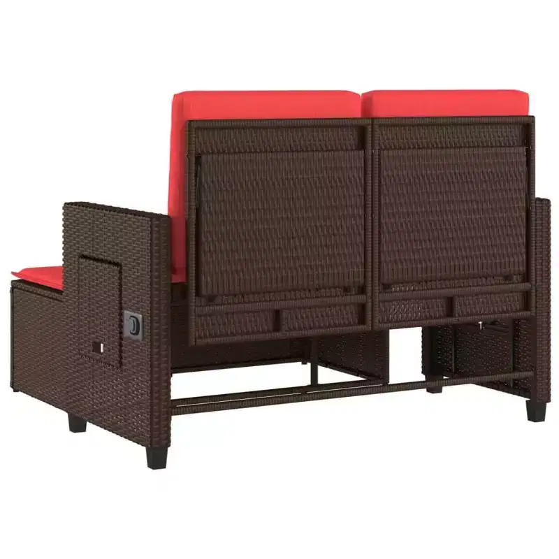 vidaXL Reclining Patio Bench with Cushions Seating Poly Rattan