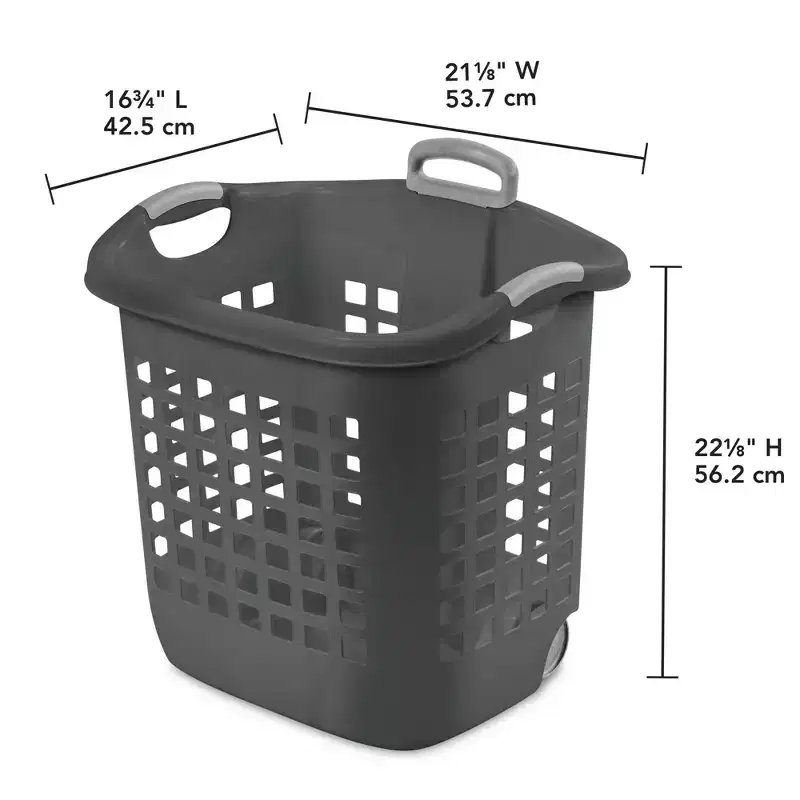Sterilite Ultra Wheeled Laundry Basket, 1.7 Bushel with Handles, Grey, 4 Pack