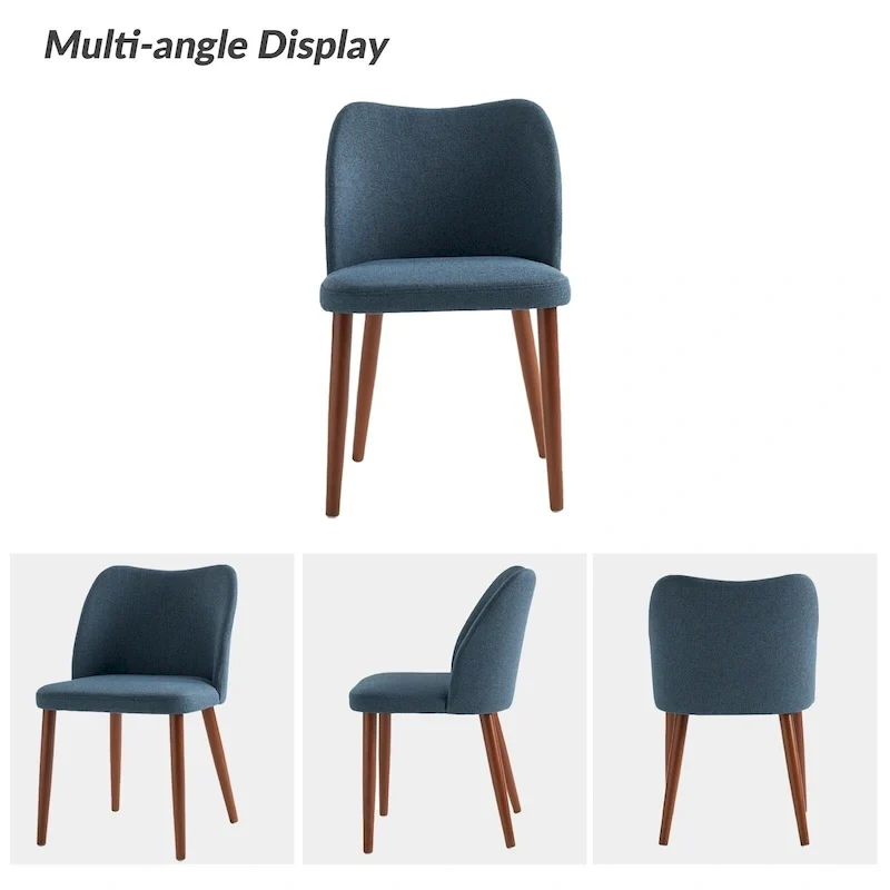 Solid Wood Dining Chair Set of 4 with Curved Backrest