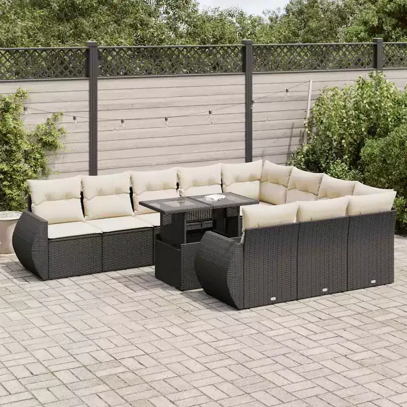 vidaXL Garden Sofa Set Black