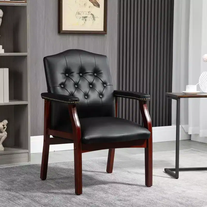 Okak Mid-Back Executive Office Chair, Guest Chair with Padding Seat and Armrests, Comfy Chair for Meeting Room, Office, Study
