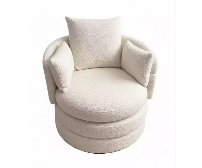 30.7 inch Swivel Accent Chair Round Chair Living Room Single Sofa with Flip-Back Ottoman