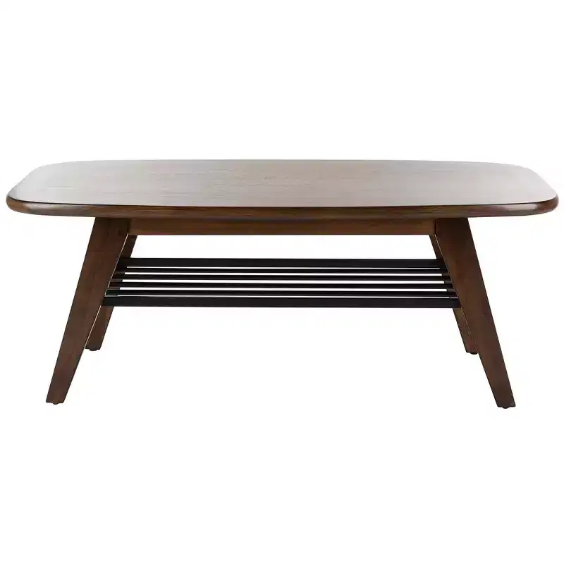 Oren 2 Tier Coffee Table - Walnut/Black Metal - Safavieh